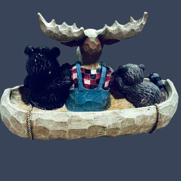 Welcome To Our Cabin Bear, Moose, & Raccoon Forest Wildlife Statue Decor Display - Picture 5 of 12